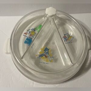 NMC ANTIQUE '40'S BABY/CHILD DIVIDED FEEDING DISH WARMER- NURSERY RHYMES